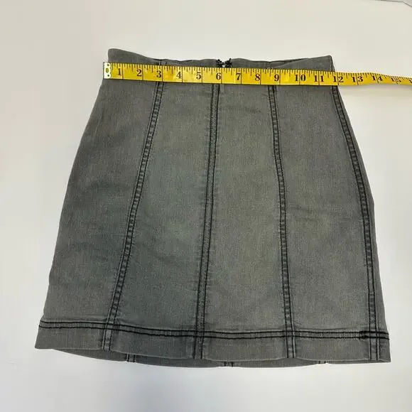 Free People Modern Femme Denim Skirt Light Grey Size 0 - Picture 4 of 9